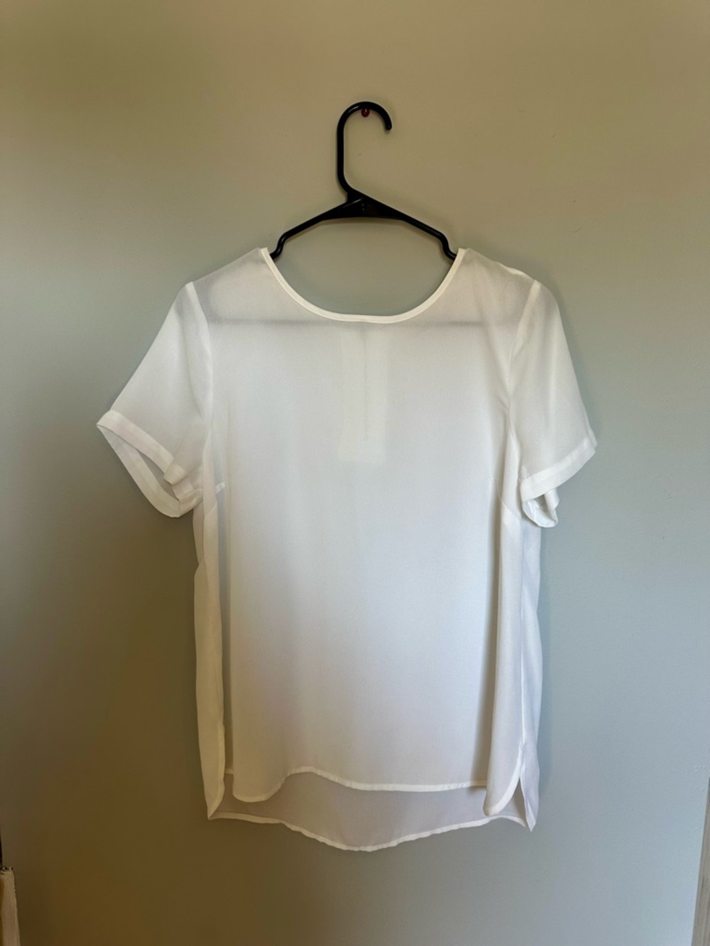 Daniel Rainn White Short-Sleeve Sheer Layered Blouse